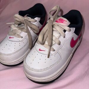 Nike Kids White and Pink Air Force One